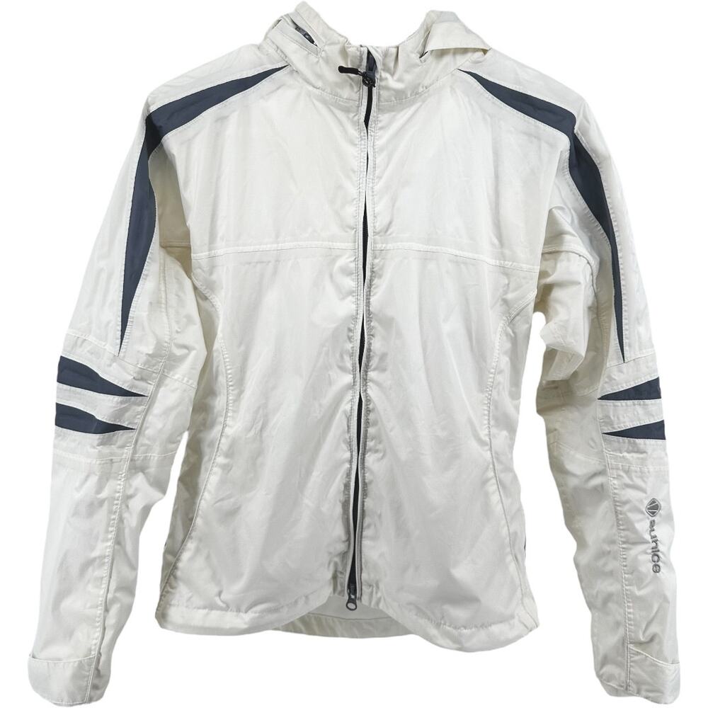 Sunice Lilly Rain Jacket Waterproof Storm Hood Full Zip White Black XS